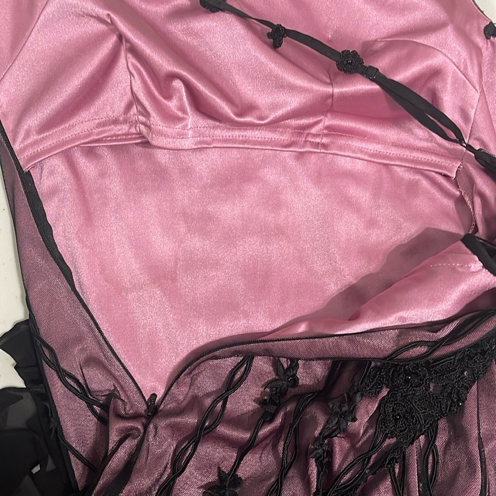 Sue Wong 1920s Mauve Pink & Black 100% Silk Gatsby Embellish Flapper Dress - XS - Picture 6 of 14